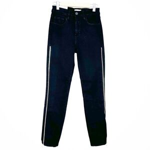 NWT L'Agence High Rise Skinny Black Jean Side Zipper Size 25